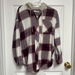 Flannel with a fuzzy hood